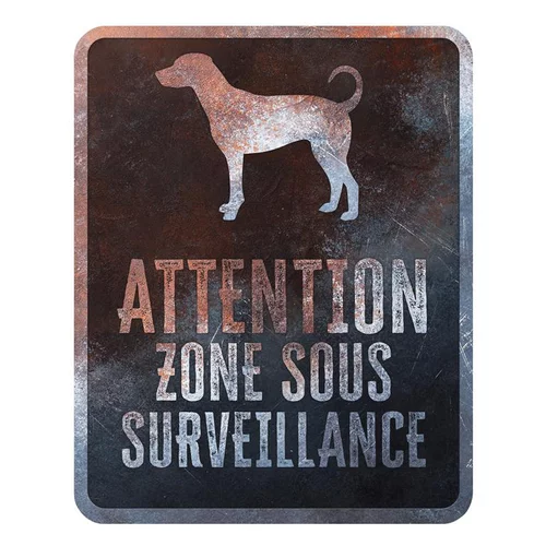 Panneau d'avertissement dobermann coloris noir en métal galvanisé D&D Home - 25 x 20 x 0,3 m