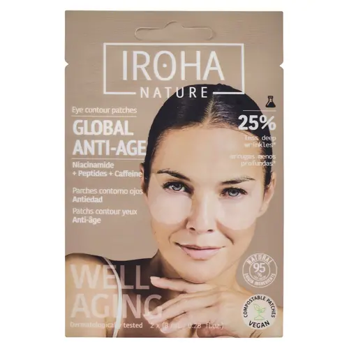 Patchs anti-âge pour les yeux à la niacinamide et aux peptides Iroha Nature - les 2 patchs