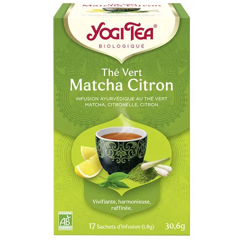 Yogi Tea Thé vert matcha citron – La boîte de 17 sachets