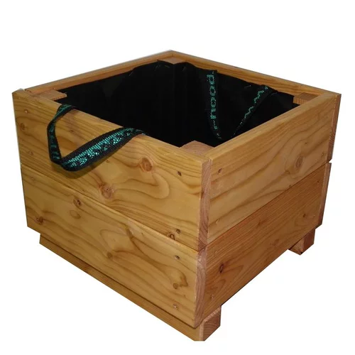 Jardinière coloris beige en bois huilé certifiée FSC® - 36 x 36 x 28,5 cm