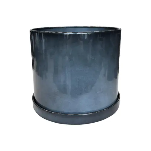 Soucoupe pour pot cylindrique coloris gris en métal recyclé - 23 x 23 x 3 cm