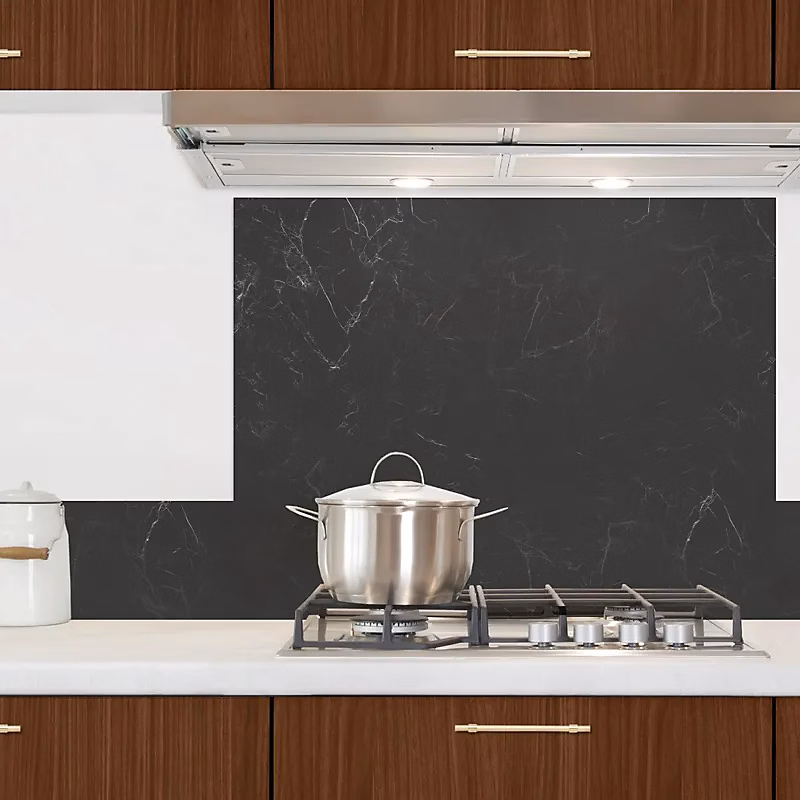 Crédence cuisine en aluminium – effet marbre gris, 300 × 20 cm (en 3 bandeaux)