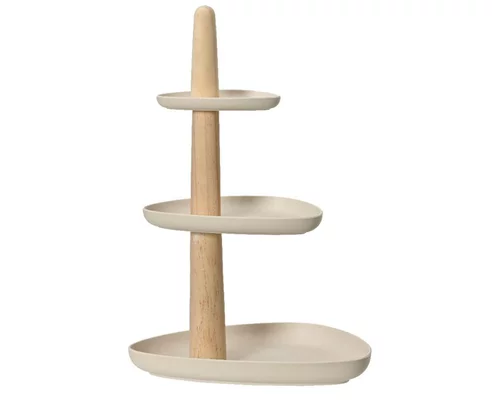 Serviteur 3 plateaux coloris marron en fibre de bambou - 45 x 35 x 30 cm