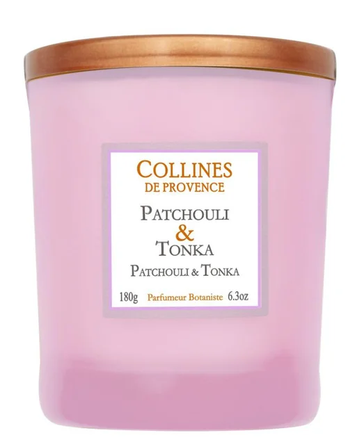 Bougie parfumée en cire végétale Collines de Provence Patchouli Tonka - 180 g