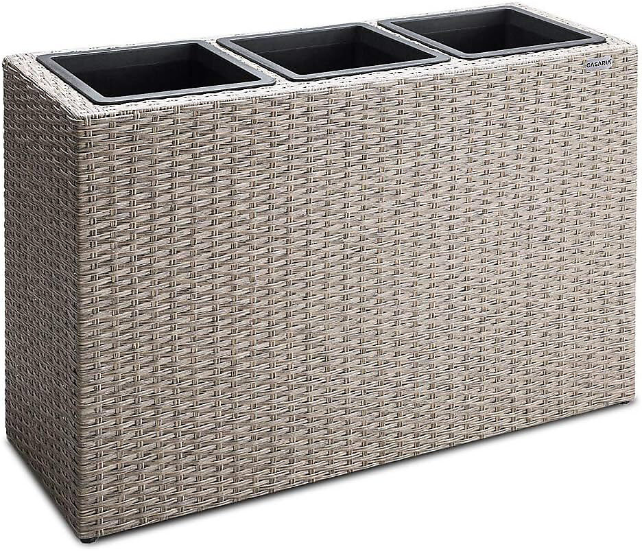 Bac a Fleurs en Polyrotin Creme 3 Compartiments 83 × 30 – 5 × 60 cm
