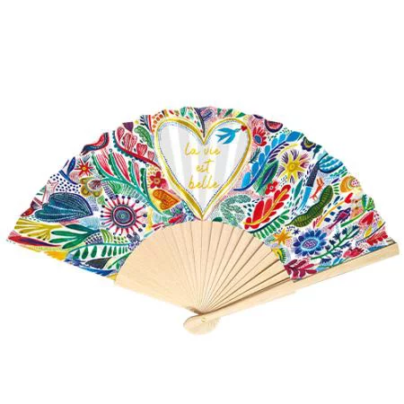 Eventail la vie est belle coloris multicolore Cartes d'Art - 23 x 42 cm