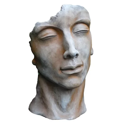 Statue de visage d’homme effet demi-rouille coloris gris 115 cm