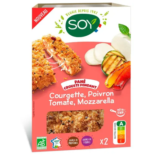 Pané crousti fondant courgette, poivron, tomate, mozzarella bio Soy – 2 x 80 g