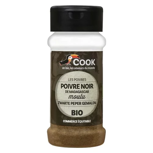 Poivre noir en poudre bio dans un pot de 45 g
