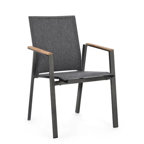 Fauteuil Capucine coloris gris en bois en aluminium et teck - 59 x 61 x 88 cm