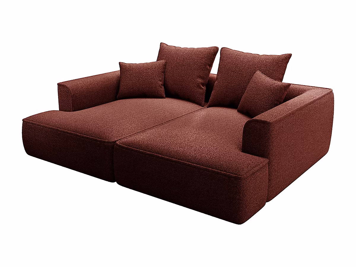 Canapé 3 places confort assise profonde en tissu chenille bordeaux PINETA | Canapé