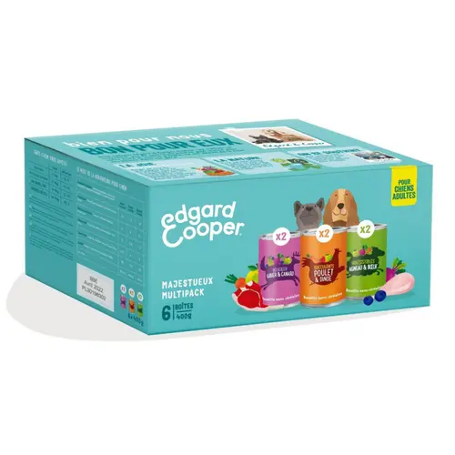 Pâtée pour chien adulte au poulet, gibier, agneau multipack ans céréales Edgard & Cooper - 6 x 400 g