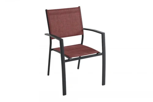 Fauteuil de jardin en aluminium, textilène rouge CREADOR FARO