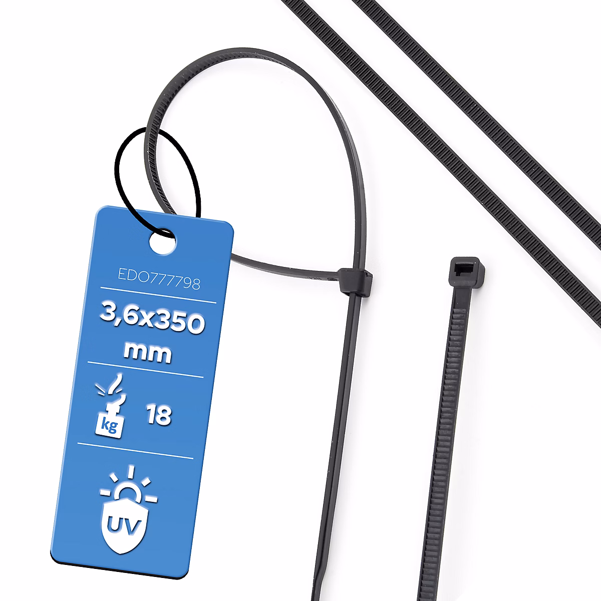 Colliers de serrage colliers de câblage sans halogène 3 – 6 × 350 mm noirs UV EDO777798 pcs, lot de 100