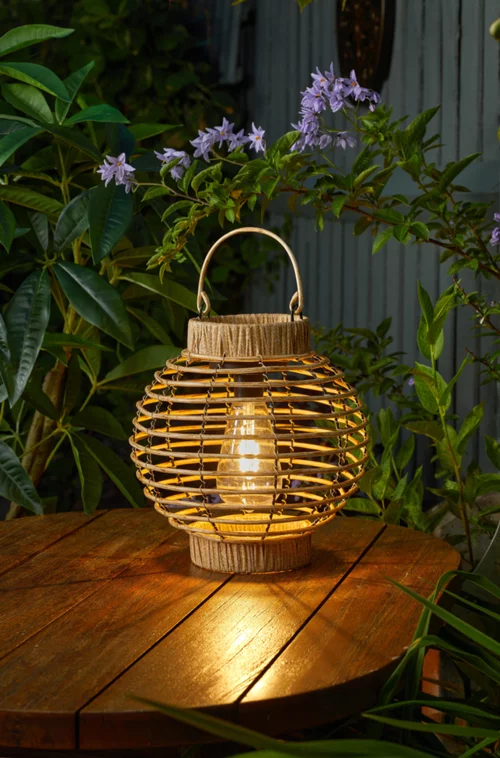 Lanterne solaire en plastique beige à Led blanc chaud Terra - Ø 22,5 x H 23,5 cm