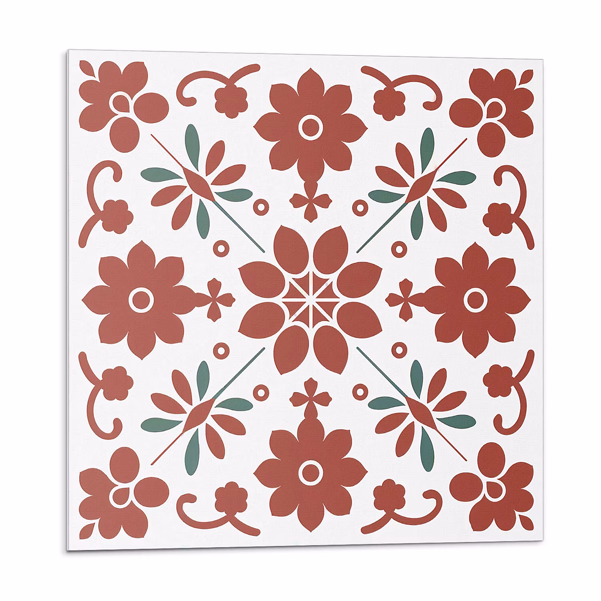Carreaux PVC Mural Sol Wallfluent 20 × 20 cm Motif Floral Avec Des Feuilles 20 pièces