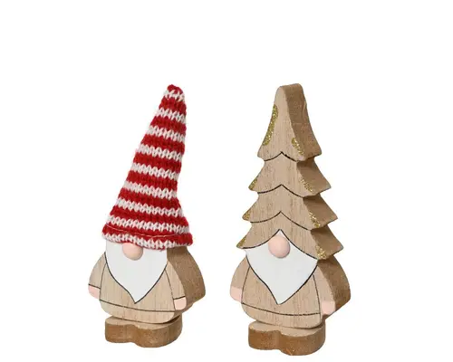 Gnome en bois de paulownia avec bonnet– 3,5 x 5 x 11 cm