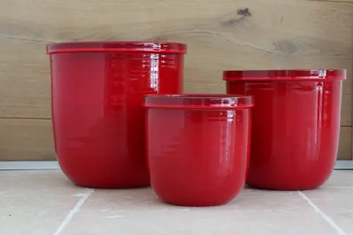 Pot rond en terre émaillée coloris coquelicot Les Poteries d'Albi Flacon - Ø 24 x H 24 cm