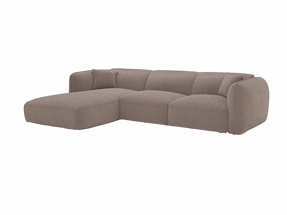 Canapé d'angle gauche en tissu chenille taupe CAMILIO de Maison Céphy | Canapé