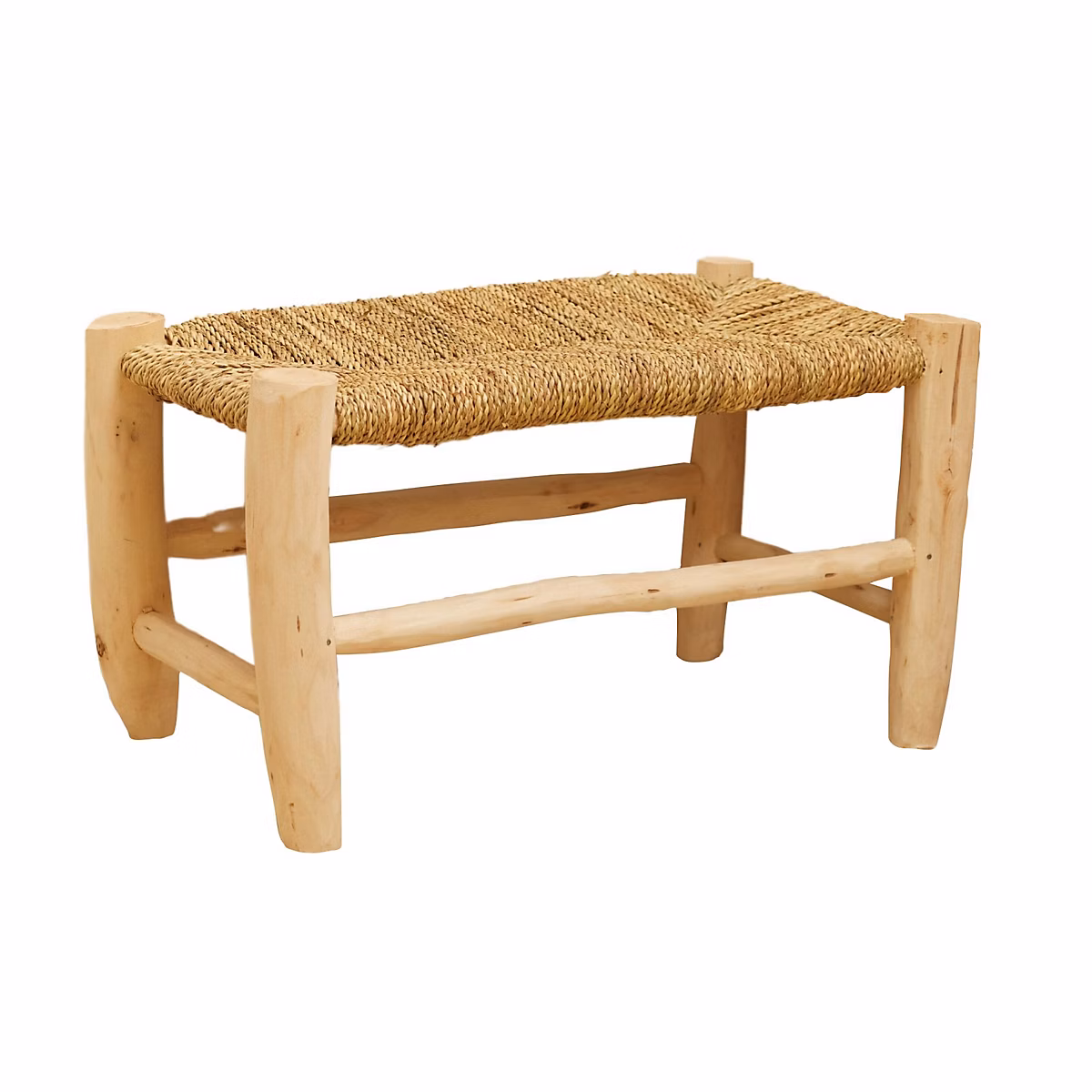Banc Marocain Doum tressage central (60 cm – Naturel)