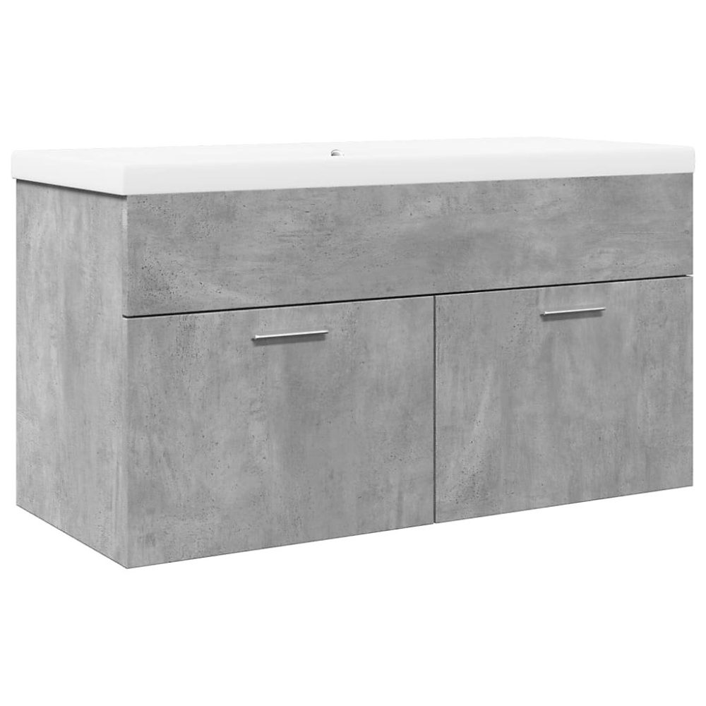 WC – Armoire lavabo de salle de bain avec bassin intégré gris béton vidaXL