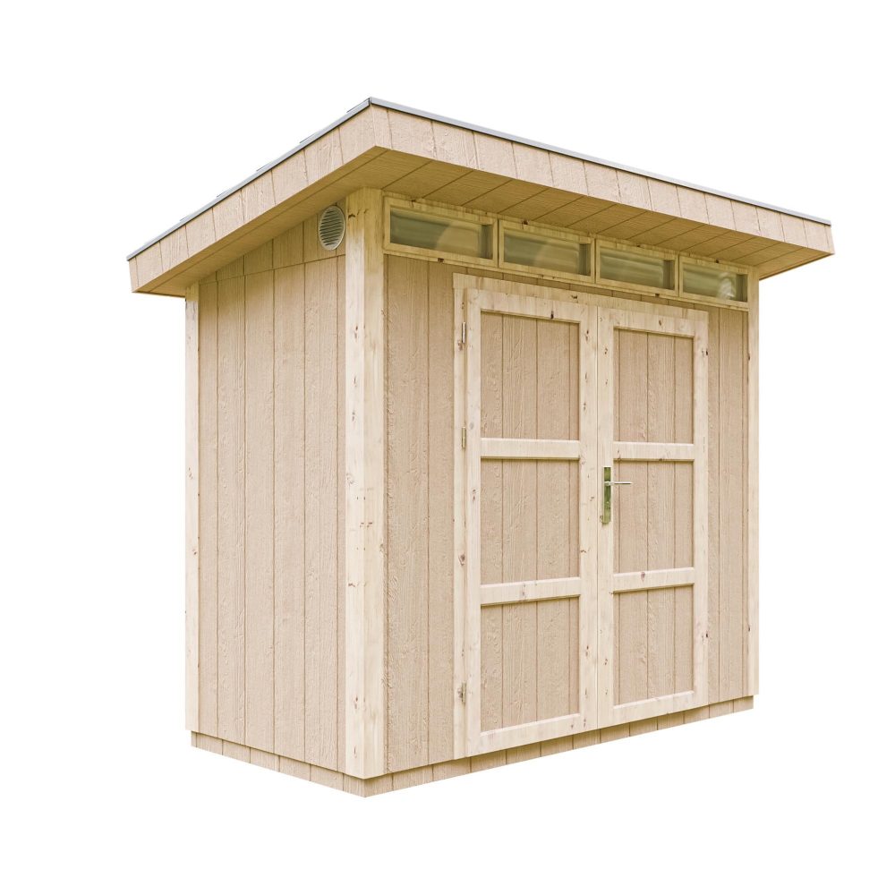 TIMBELA Abri de Jardin Qualité Premium 3m²/L161xL294xH239 cm avec sol, bardeaux bitumineux M901A – 10 mm 118 cm