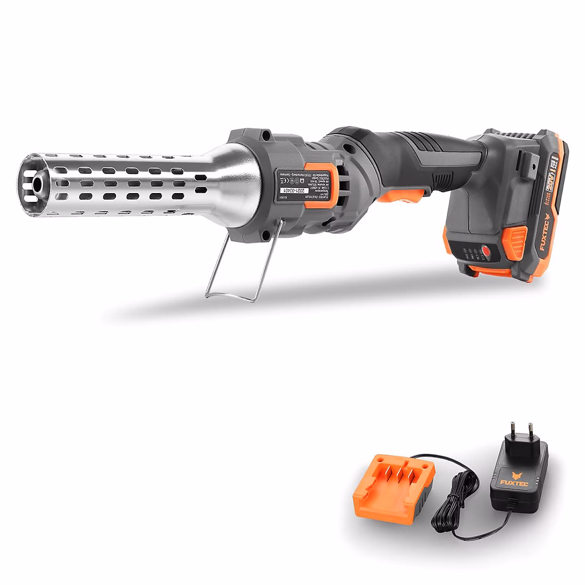 Allume – feu sans fil, FUXTEC FX, E1CL20, 20V pour barbecue et charbon, 550 degrés C, Set avec batterie 2Ah et chargeur 1A