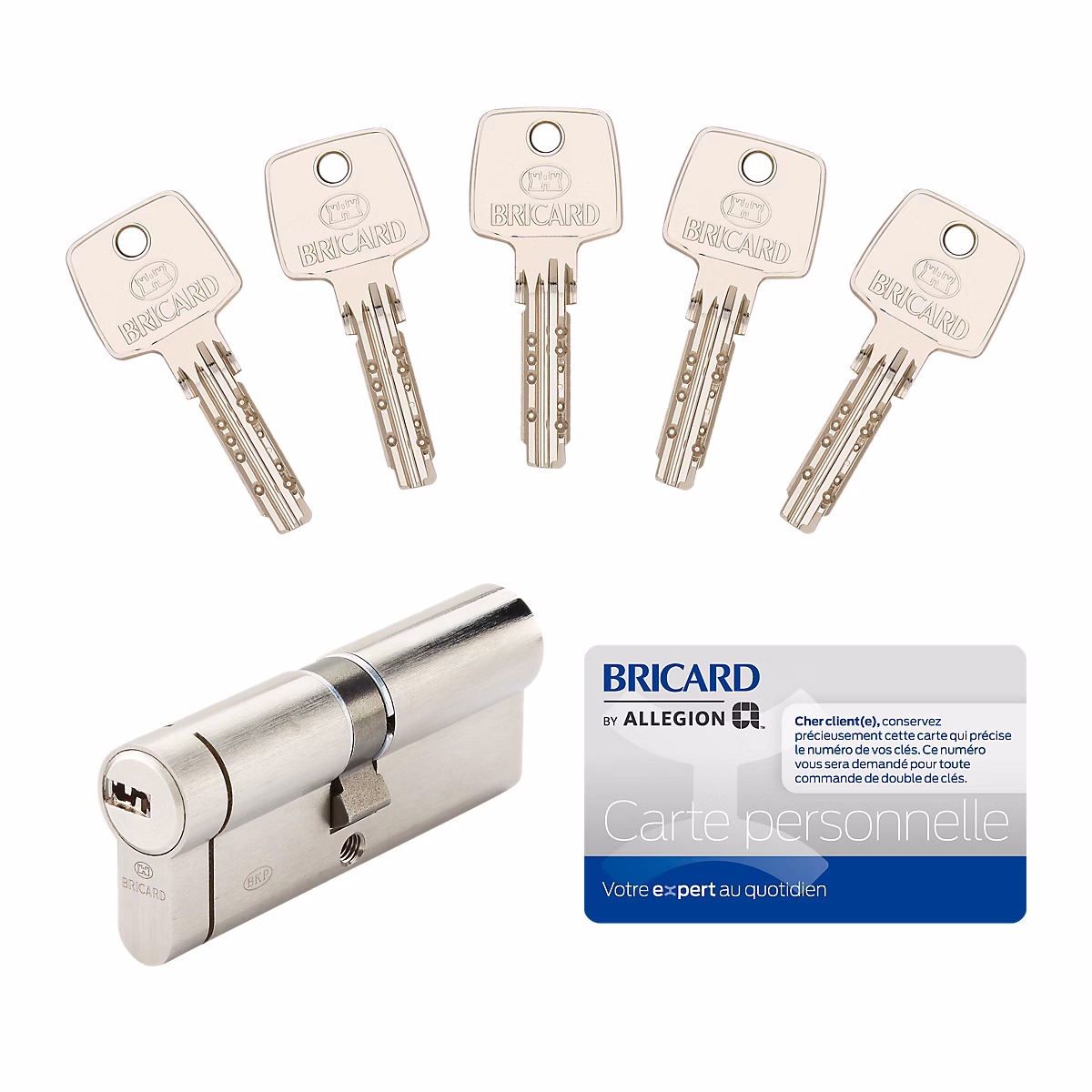 Cylindre de serrure Bricard Nexo 10 débrayable L.40 × 40mm 5 clés