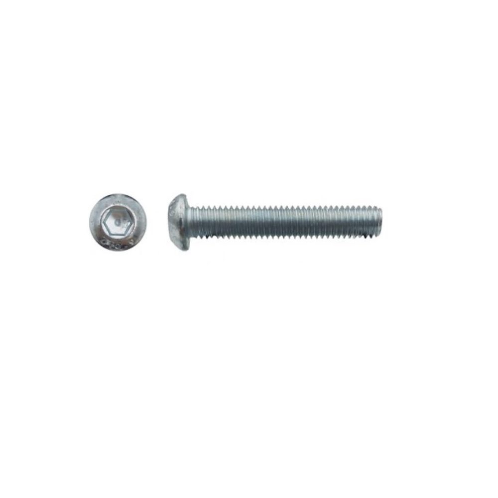 100 Vis Métaux Tête Bombée 6 Pans Creux F/Total BHC 10 × 16 mm – 7380-1, 10.9, Zingué blanc, D-Work