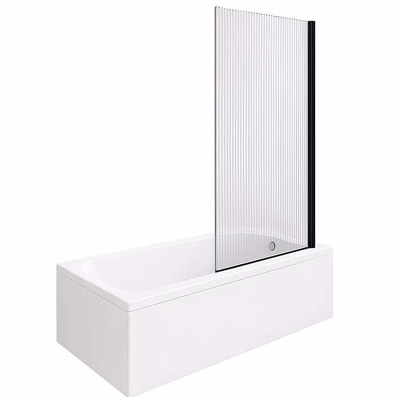Baignoire droite DURAVIT D-Code bonde au cente 170 × 70 cm + Pare bain AURYS Raywall noir mat version droite