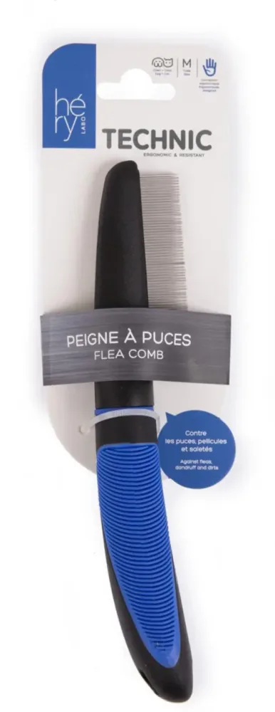 Brosse pour chien coloris multicolore peigne à puces Héry Technic - Taille M