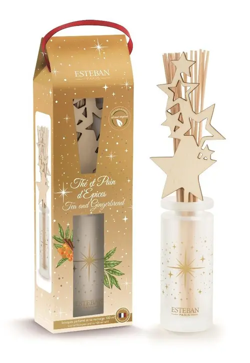 Bouquet parfumé avec sa recharge coloris jaune senteur thé et pain d'épice - 100 ml