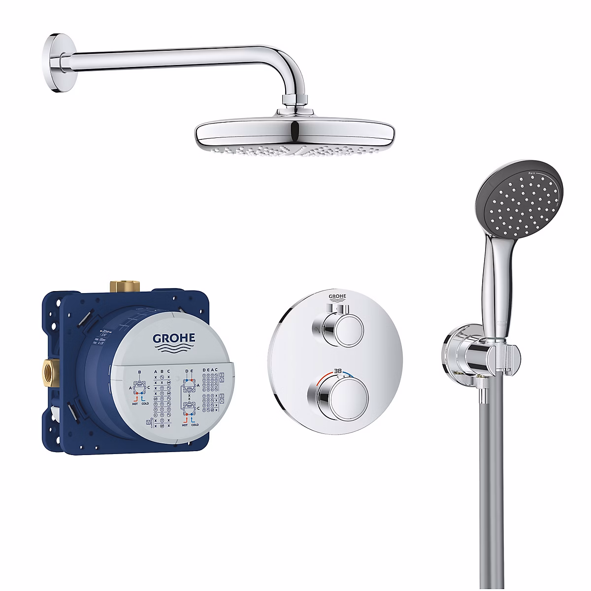 Colonne de douche thermostatique à encastrer – chrome, Grohe Precision Trend
