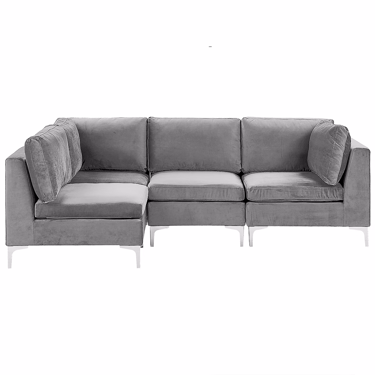 Canapé d'angle modulable 4 places EVJA Velours Gris Côté droit – Réf. PIVPCOKOY4479669418