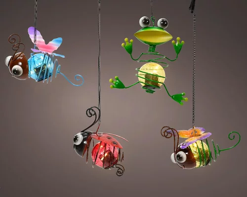 Lampe suspendue à micro LED multicolore petit animal du jardin - 11 x 6 x 11,5 cm