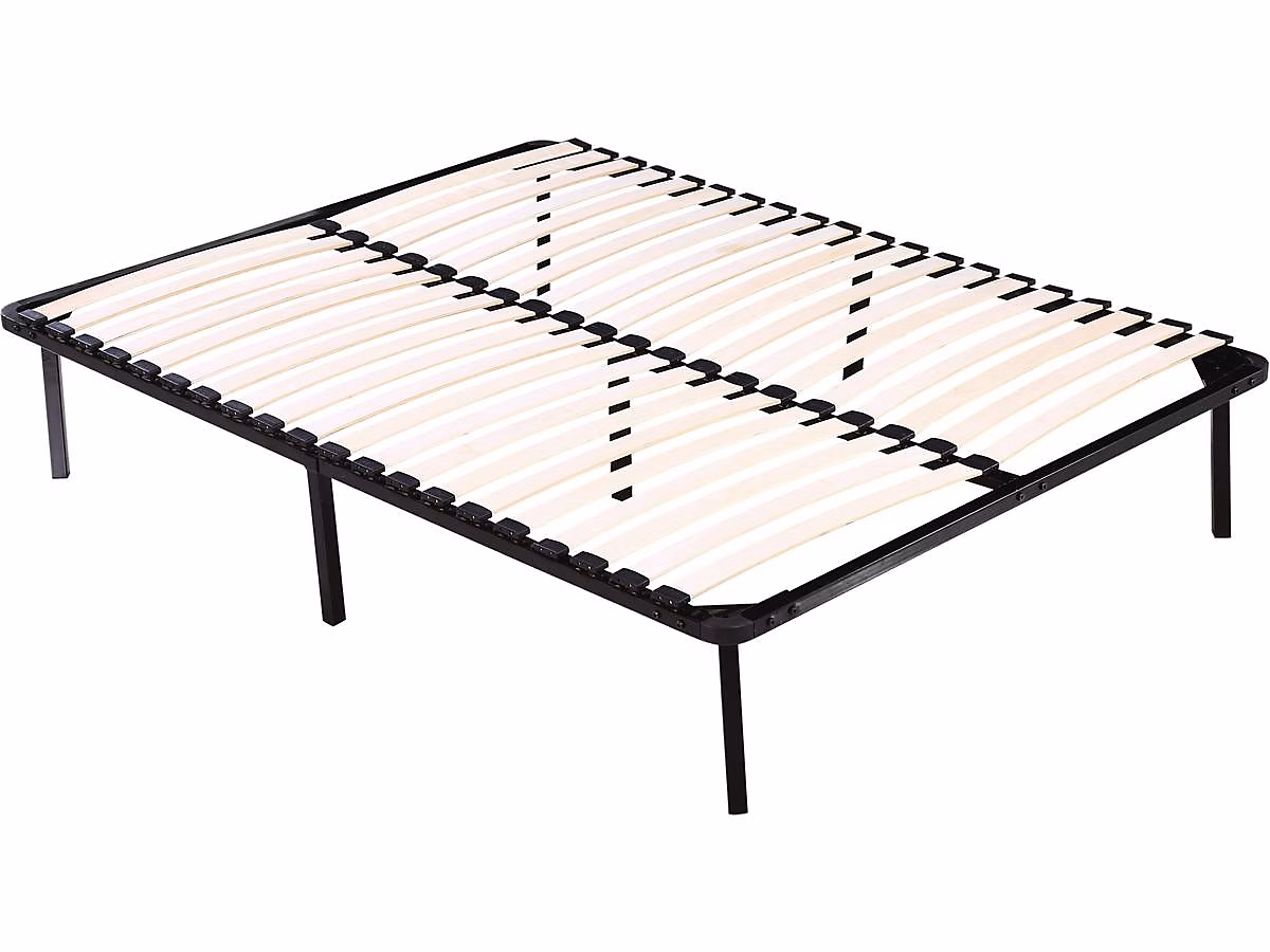 Cadre à lattes + pieds pour matelas de 140 × 190 cm – 20 lattes