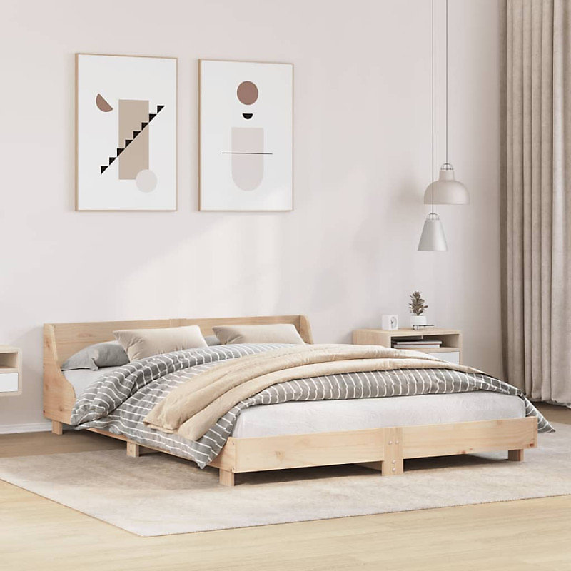 Cadre de lit sans matelas 140 × 190 cm bois de pin massif