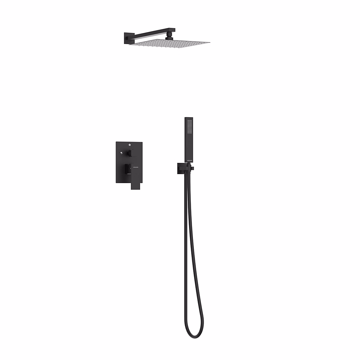 BALNEO Système de douche avec pommeau de pluie noir Acier inoxydable – Mitigeur de douche avec douchette CASCADE
