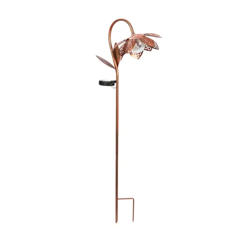 Balise solaire à piquer forme fleur en métal marron éclairage blanc chaud Smart Garden Damasque - 90 x 26 x 20,5 cm