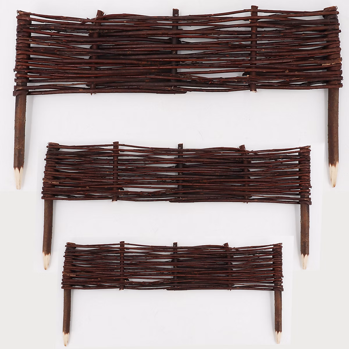 3 bordures de lit en saule 30 × 60cm I bordure de lit / clôture en saule Aquagart