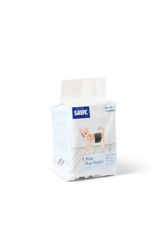 Couche pour chien coloris noir Savic Male Dog Nappy - Taille XS x 12