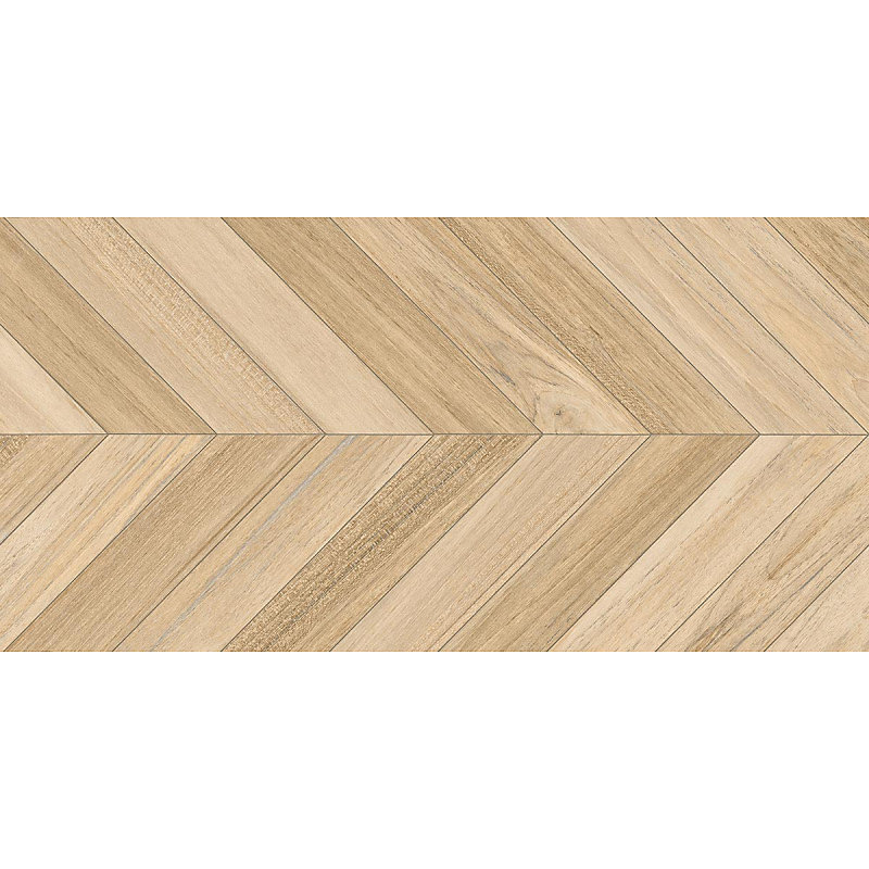 Carrelage sol / mur effet bois design chevron BELICE AGADIR NATURAL 60 × 120 cm