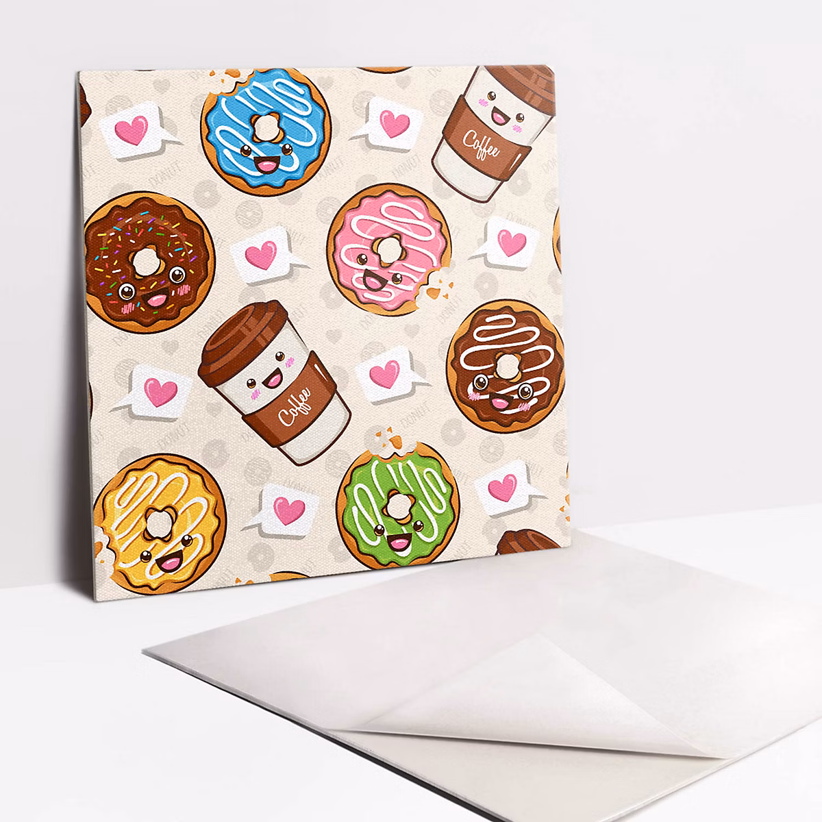 Carreaux vinyle Tulup 30 × 30 cm Beignets et café de dessins animés 9 pcs