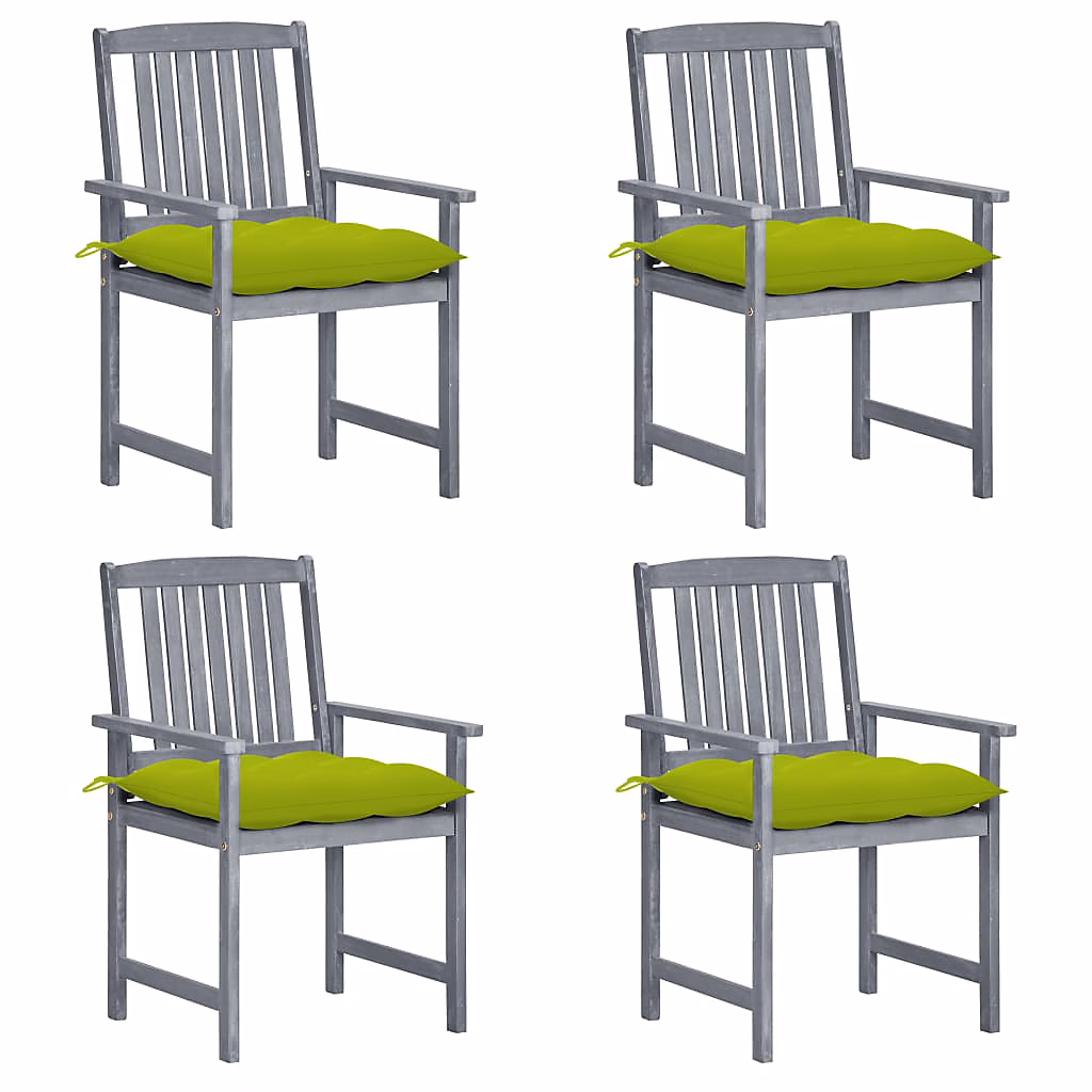 Chaises de jardin et coussins Gris Bois acacia massif vidaXL – lot de 4