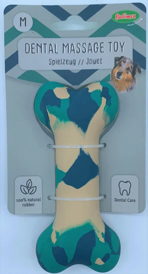 Os pour chien en caoutchouc naturel coloris bleu Bubimex Bonie – Taille M