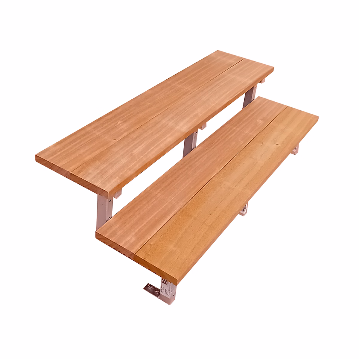 Escalier en acier BALI – 2 marches en bois exotique Bangkirai, Hauteur 37 cm, L 160 cm