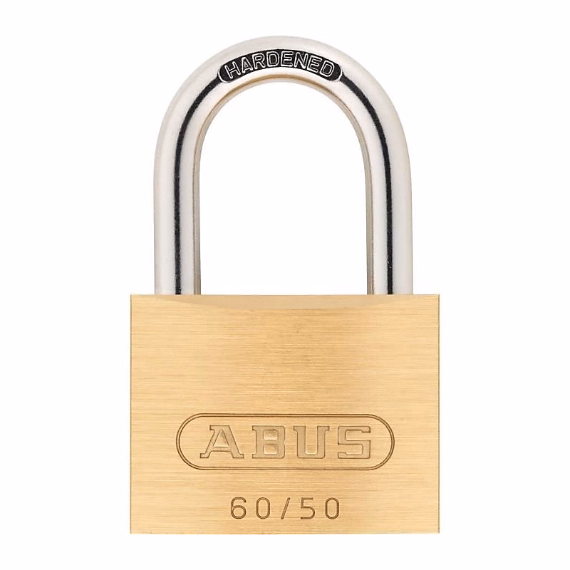 Cadenas en laiton massif – ABUS, 60/50, Anse acier cémenté, Double verrouillage, 2 clés