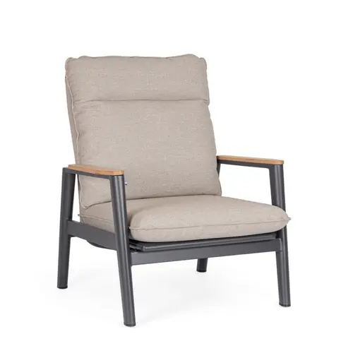 Fauteuil inclinable en aluminium anthracide Miguel Pélican