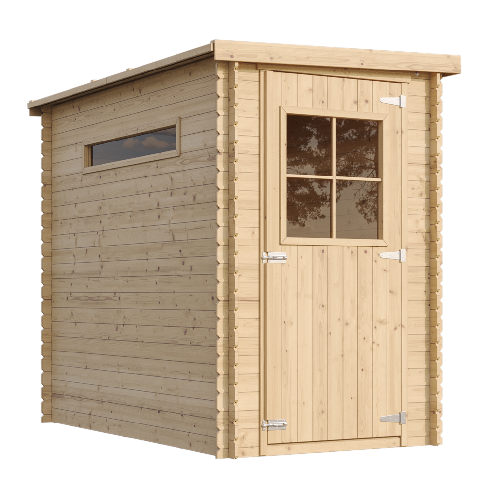 TIMBELA Abri de Jardin en Bois 2,63 m², Cabane de Jardin, avec sol imprégné M306+M306G – 19 mm 144 cm