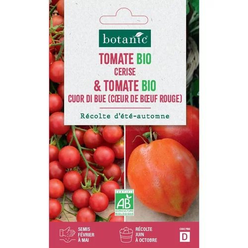 Mélange de graines de tomate cerise bio et de tomate cuor di bue bio botanic® - graines à semer